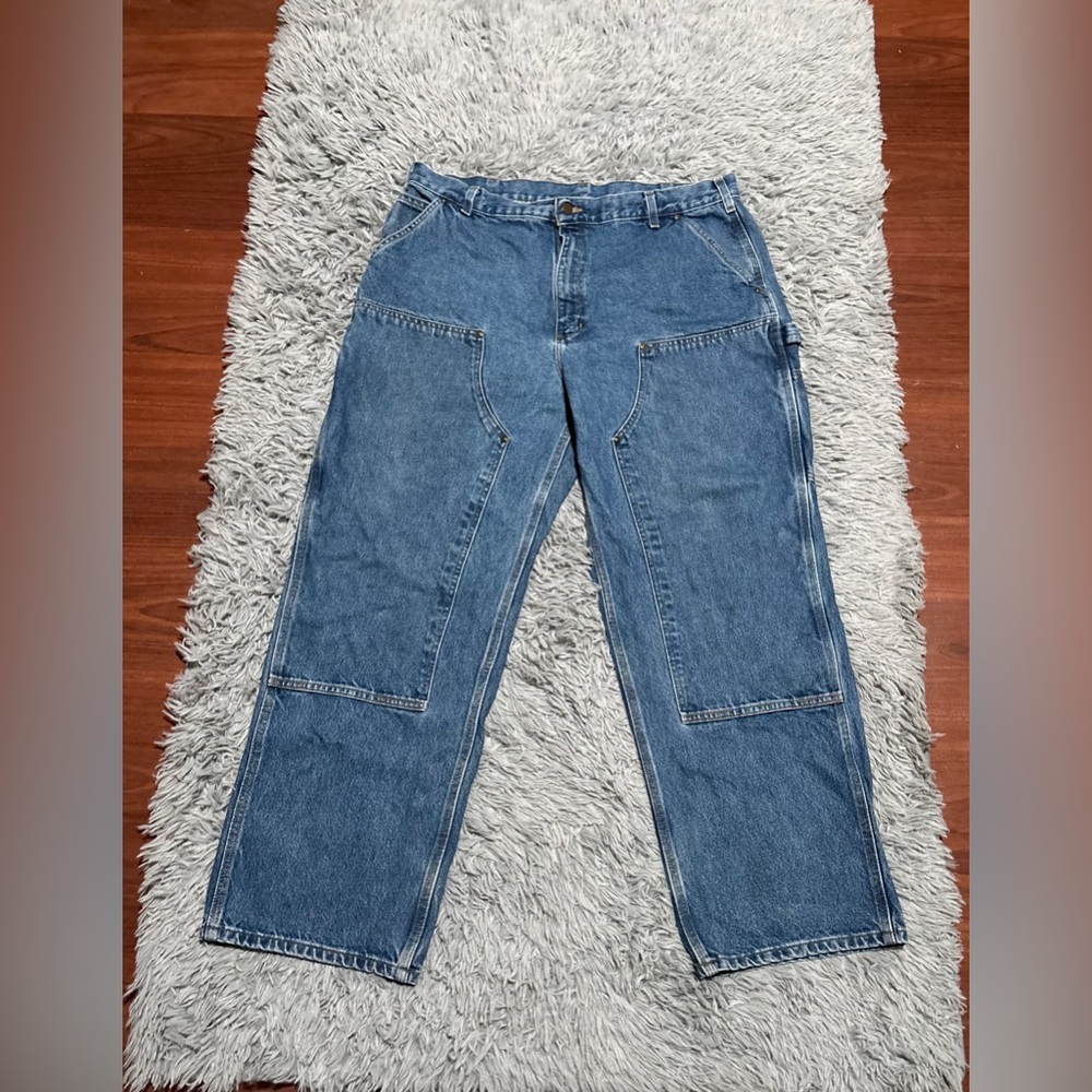 Carhartt Double Knee Carpenter Jeans Men’s 40x30 Loose Fit Baggy Blue B73-DST
